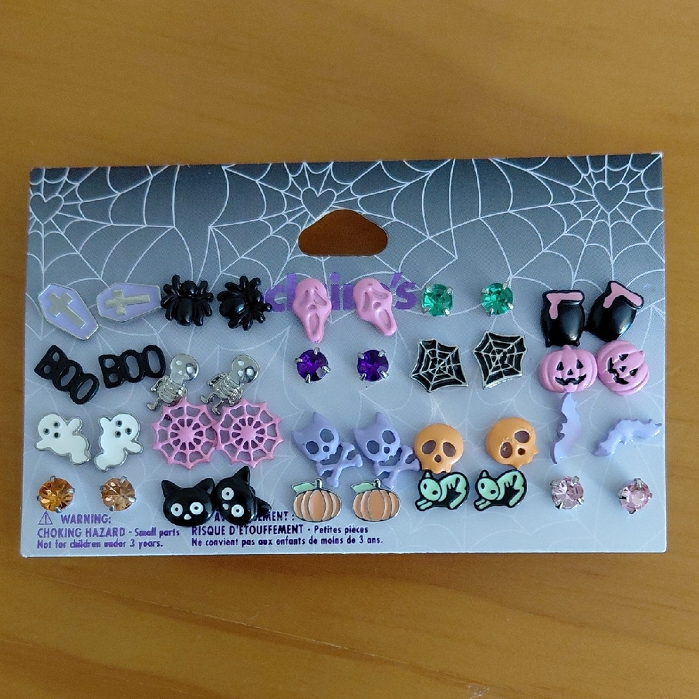 Claire's Halloween Earring Set - Black, Purple, Pink, Green, Orange